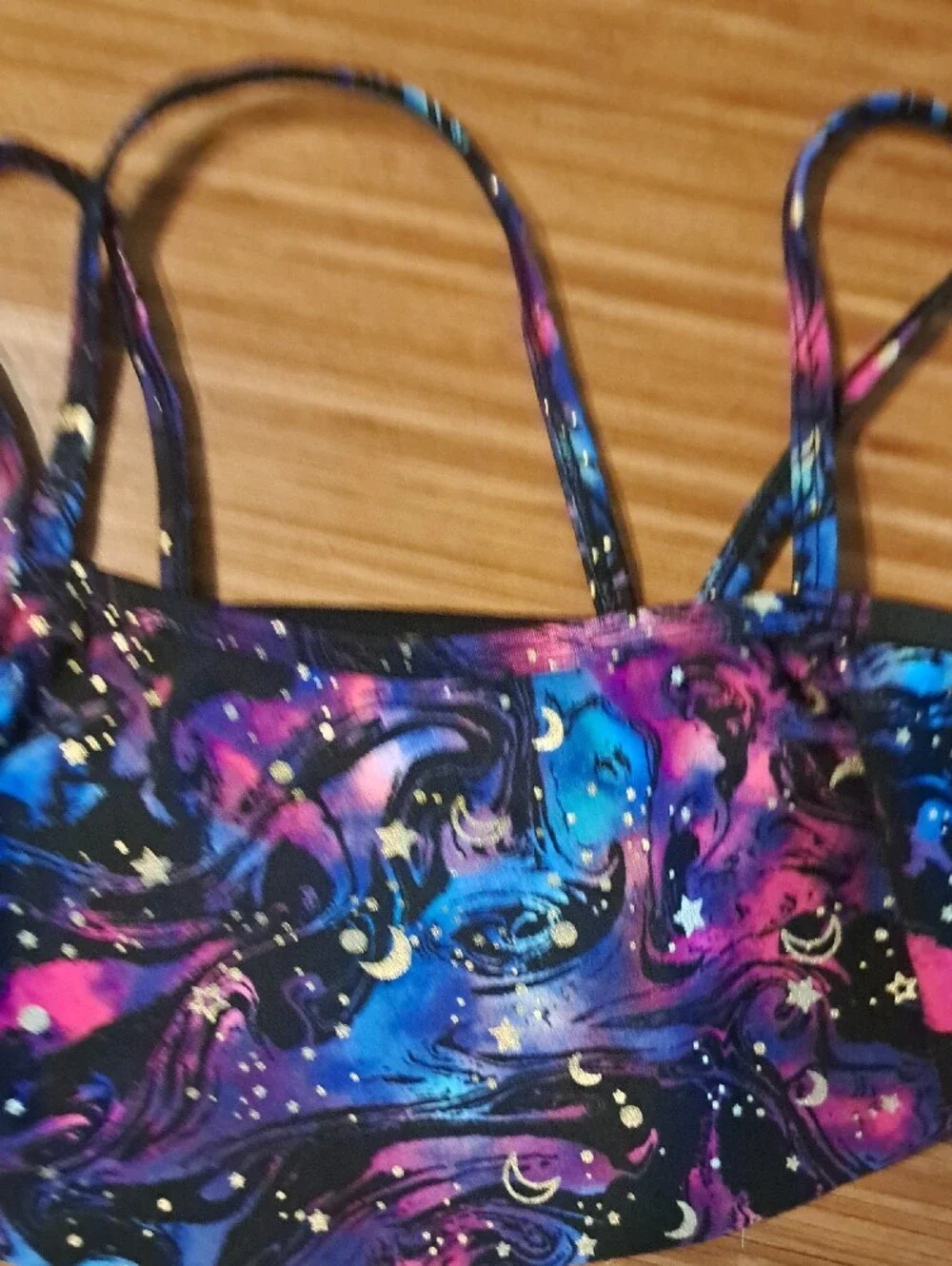 Two-Piece Swimsuit in Galaxy Print - Black, Blue & Purple 7 8 Medium
